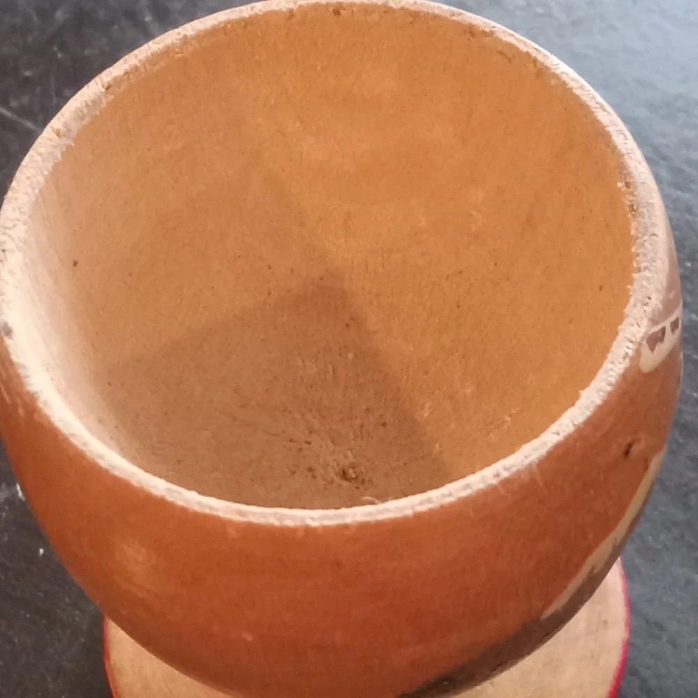 Vintage Hand painted‎ Norwegian Wood Egg Cup Scandinavian Server MADE IN NORWAY